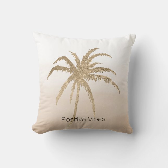 Coussin Ombre de palmiers tropicaux en or de Glam        (Recto)