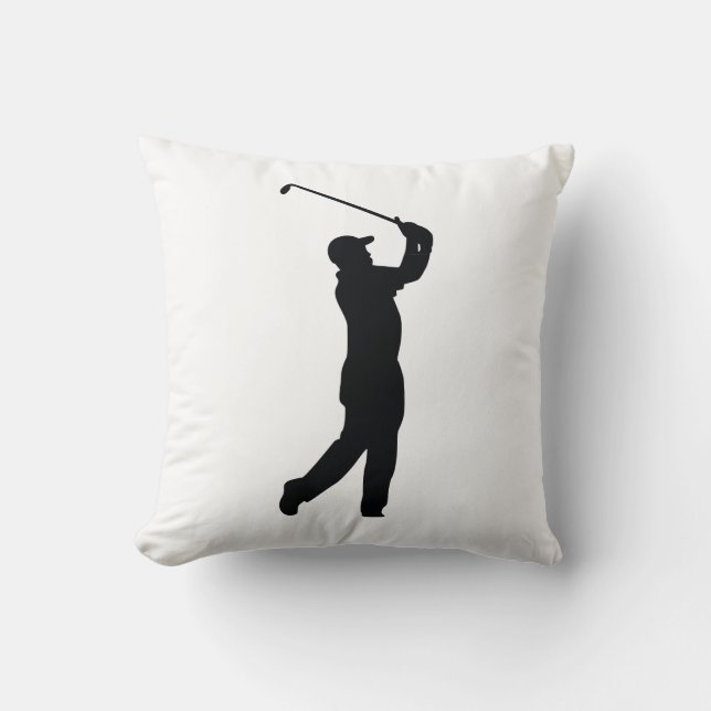 Coussin Ombre de silhouette noire de golf (Recto)
