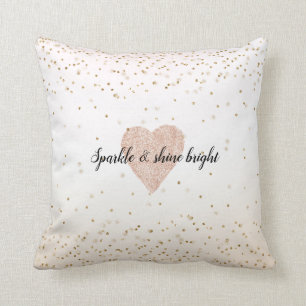Coussin Ombre Gold Confetti Coeur rose pâle