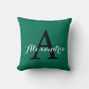 Coussin Ombre verdoyante Rich vert couleur solide Monogram