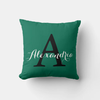 Coussin Ombre verdoyante Rich vert couleur solide Monogram