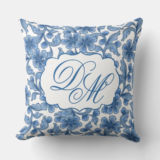 Coussin Omphalodes Blue & Skydiver Blue Mariage Keepsaké (Recto)