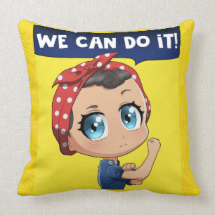Coussin On Peut Le Faire ! Anime Rosie le Riveter Chibi