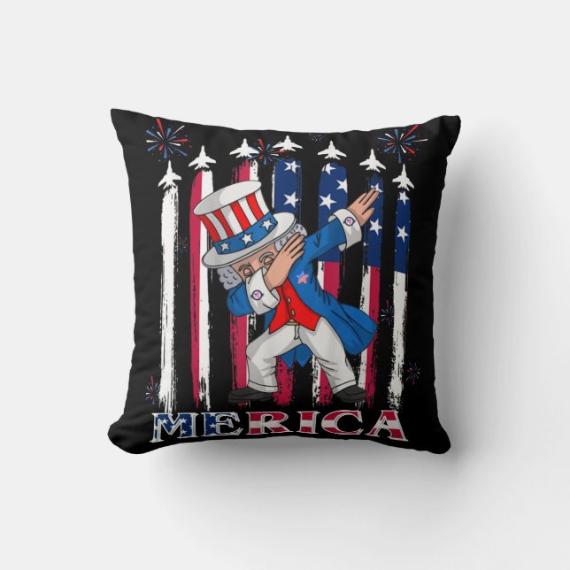 Coussin Oncle patriotique Sam Dabbing 4 juillet (Recto)