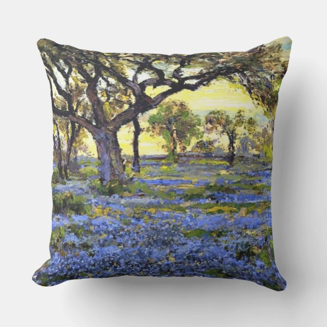 Coussin Onderdonk - Vieux chêne vivant et bleuets (Recto)