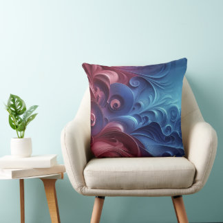 Coussin Ondes cosmiques rouges et bleues