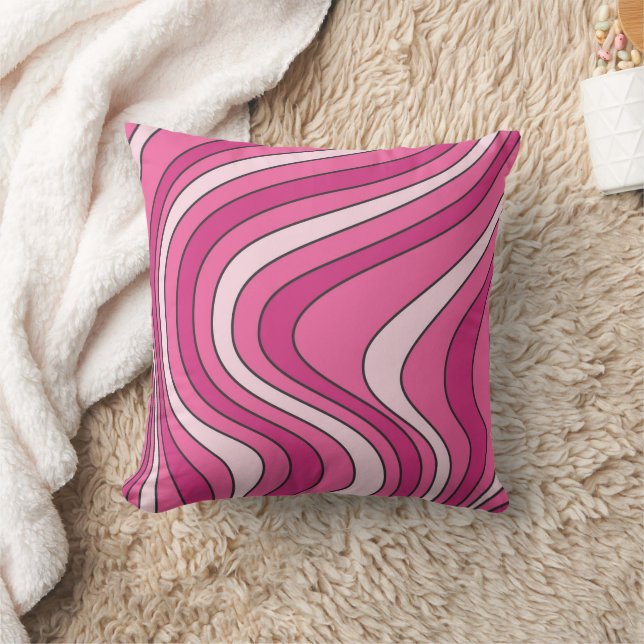 Coussin Ondes de style rétro rose (Couverture)