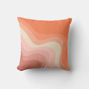 Coussin Ondes de style rétro rose et orange