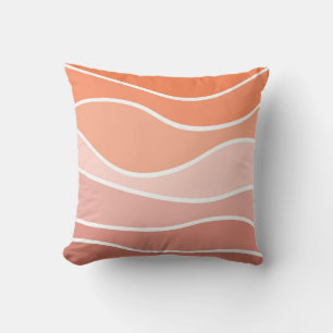 Coussin Ondes de style rétro rose et orange