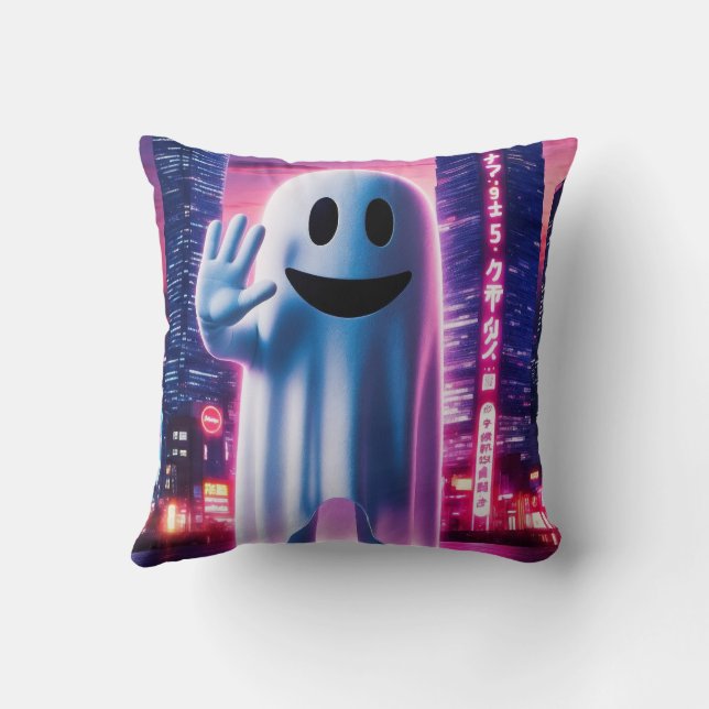 Coussin Ondes et lumières urbaines verdoyantes (Verso)