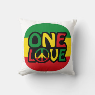 Coussin One Love, Reggae design avec des couleurs reggae