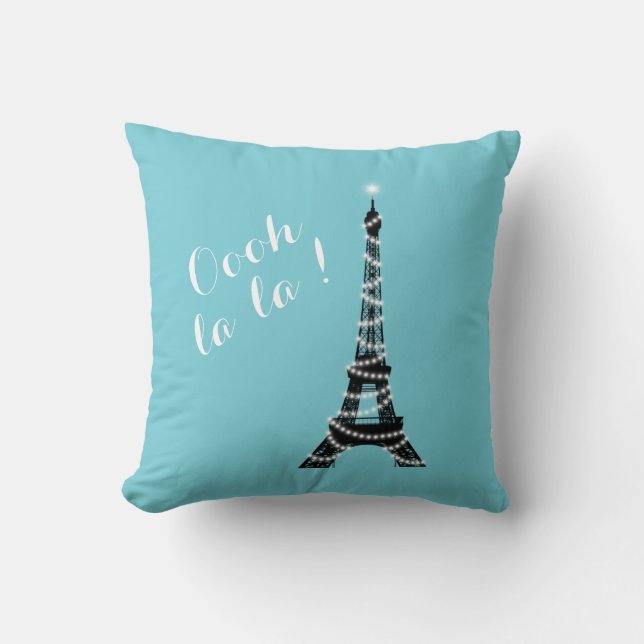 Coussin Oooh La La Throw Pillow Turquoise (Recto)