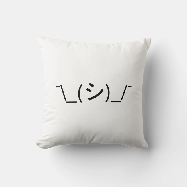 Coussin Oops Shrug Emoticon ; -\_(シ)_/ (Recto)