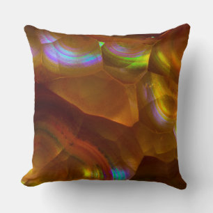 Coussin Opale de feu orange iridescente