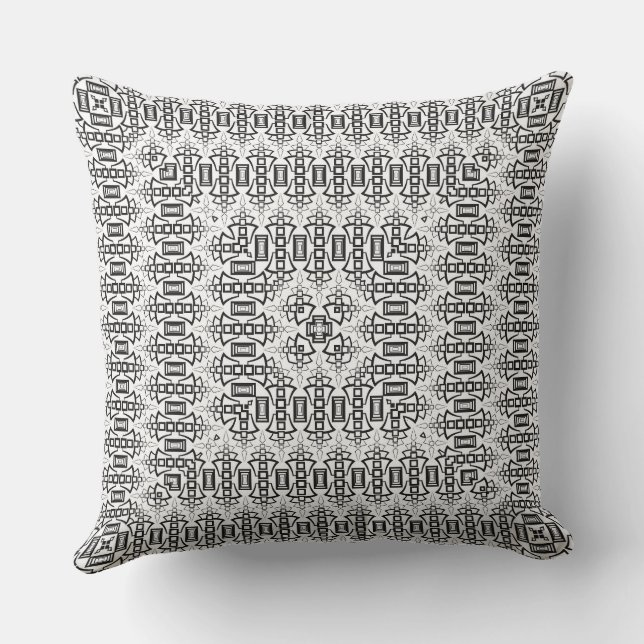 Coussin Openwork squares art deco retro black white (Verso)