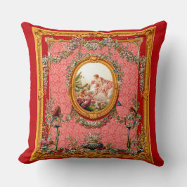 Coussin opulent baroque du XVIIIe siècle famille heureuse