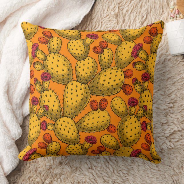 Coussin Opuntie de floraison en jaune (Couverture)