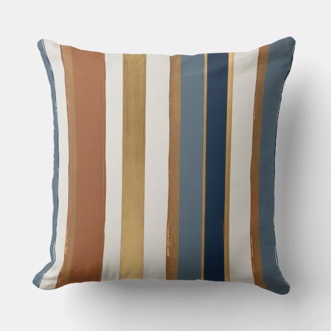 Coussin Or bleu blanc et bandes de cuivre (Recto)