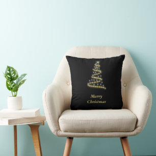 Coussin Or brillant sapin de Noël noir