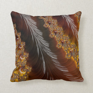 Coussin Or d'art de fractale/carreau Brown