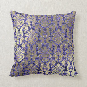Coussin Or de paillette de velours de sépia de damassé d