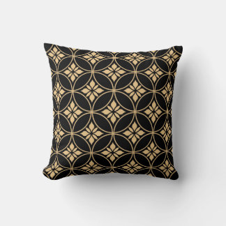 Coussin Or et noir : Abstrait Floral Vintage