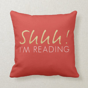 Coussin Or et rouge Shhh ! Je lis le carreau