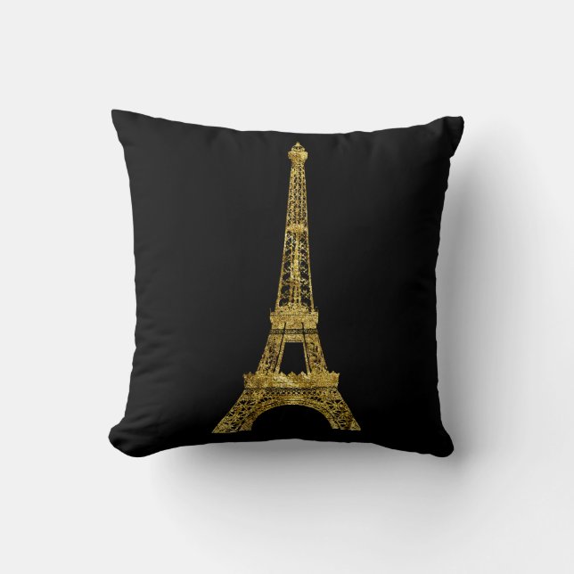 Coussin Or et Tour Eiffel noir (Recto)