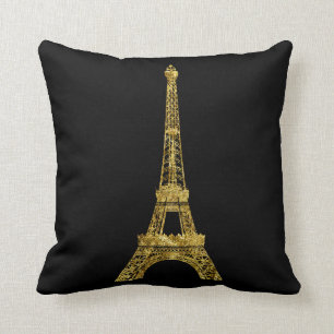 Coussin Or et Tour Eiffel noir