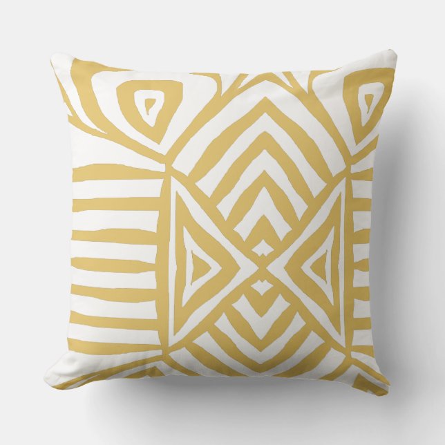Coussin or jaune Tribal Maze Boue Motif Africain (Recto)