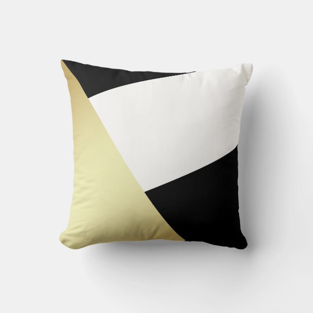 Coussin Or noir, blanc et métallique géométrique (Recto)