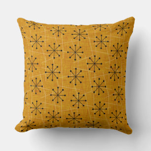Coussin Or, Noir, Blanc Milieu de siècle Éclats Atomique