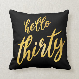 Coussin Or Noir "Bonjour Trente Anniversaire