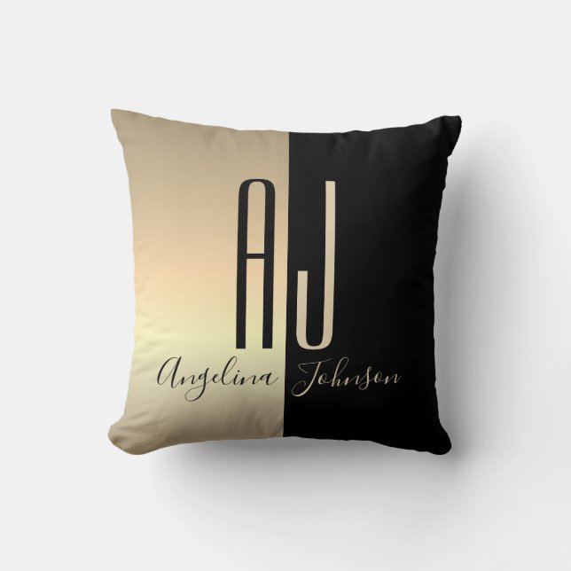 Coussin Or Noir Monogramme (Recto)