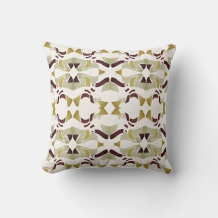 Coussin Or Olive Burgundy Beige sur Carreaux blancs