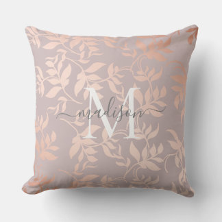Coussin Or rose rose feuilles métalliques | emballage à po