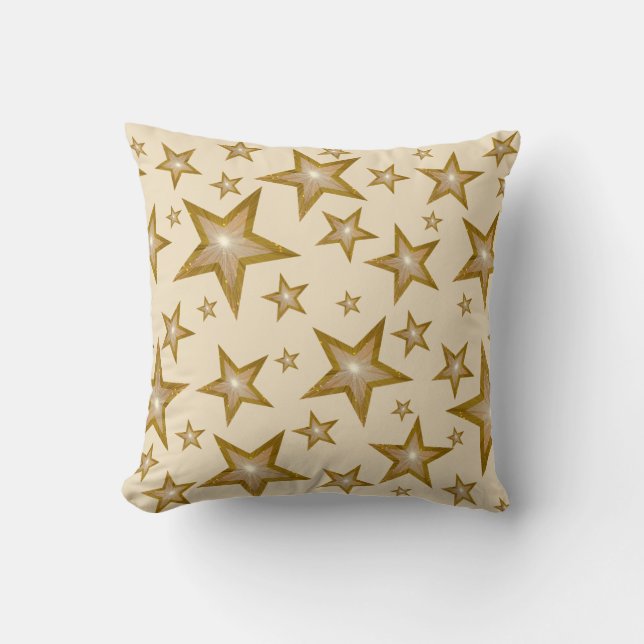 Coussin "Or" Stars 'Texte' crème carré retour (Recto)