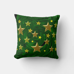 Coussin or stars texture vert malachite
