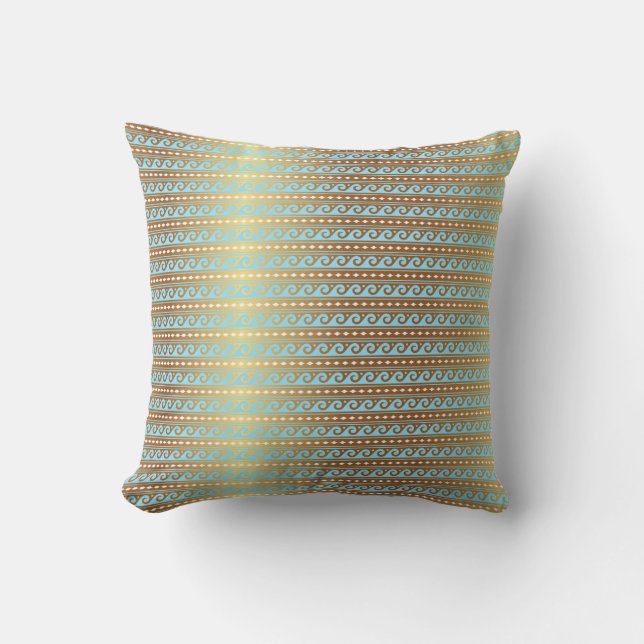 Coussin Or Turquoise Aquamarine Grilles métalliques Royal (Recto)