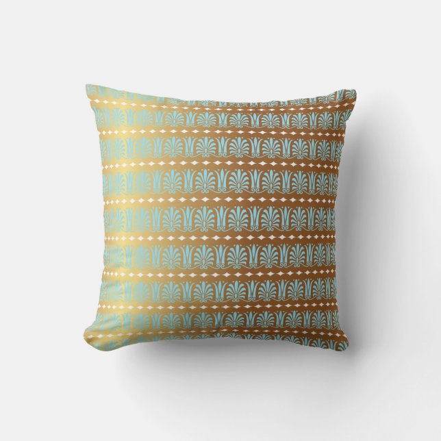 Coussin Or Turquoise Aquamarine Grilles métalliques Royal (Recto)