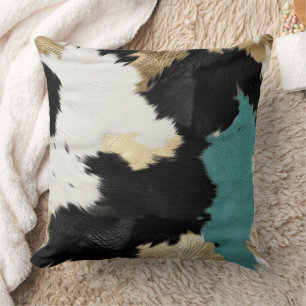 Coussin Or Turquoise, Blanc Noir