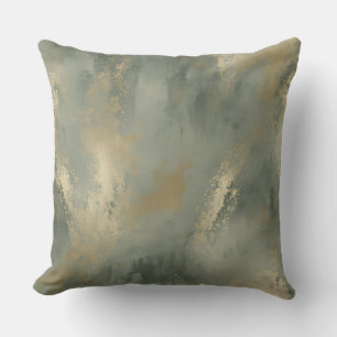 Coussin Or Vert Sauge Abstrait