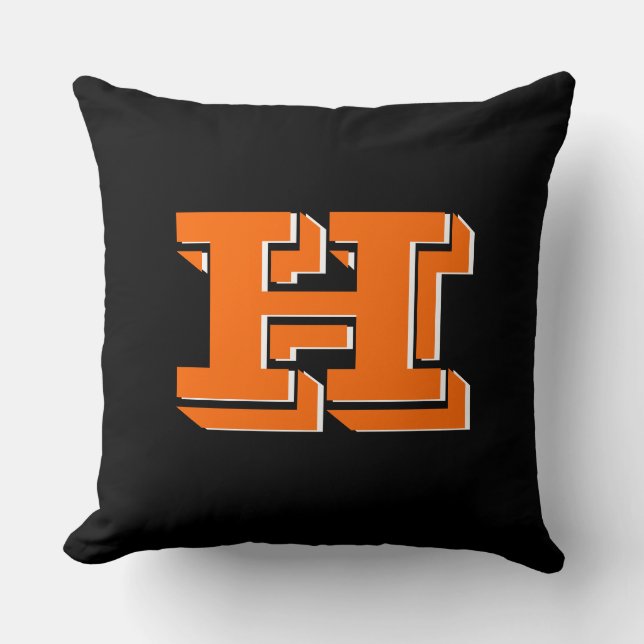 Coussin Orange and Black College Block Font Initial (Recto)