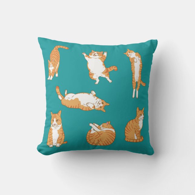 Coussin Orange Cats Funny (Recto)