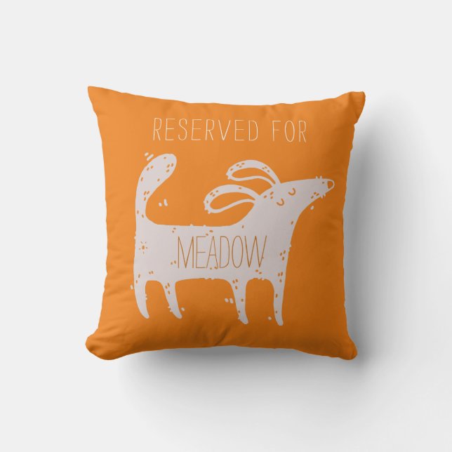 Coussin Orange de chien mignon customisé (Recto)