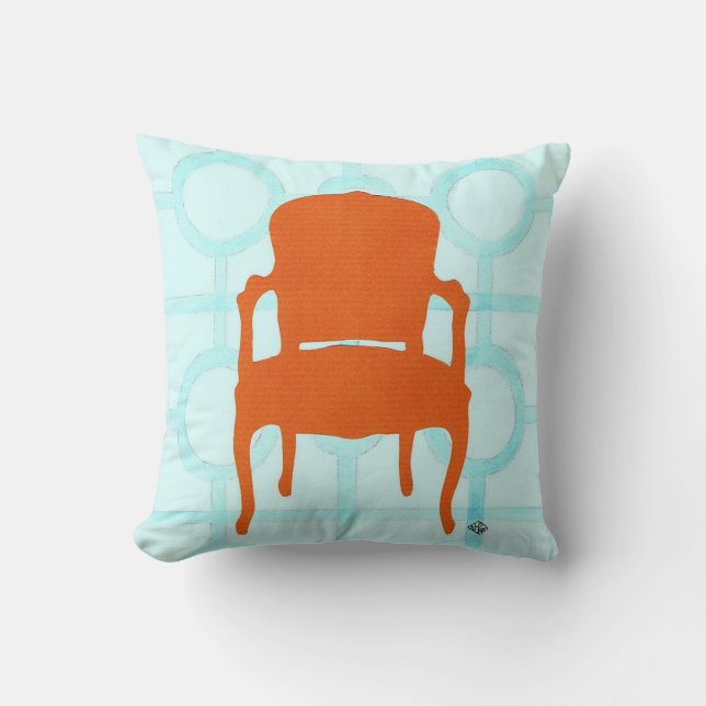 COUSSIN ORANGE DE SILHOUETTE DE CHAISE (Recto)