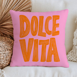 Coussin Orange Dolce Vita sur Rose Pâle Moderne Italien