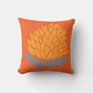 Coussin Orange doré bleu lotus