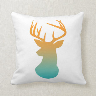 Coussin Orange et bleu modernes principaux d'aquarelle