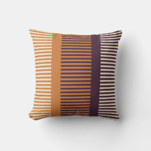Coussin Orange foncé et rayures violettes
